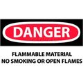 National Marker Co NMC OSHA Sign, Danger Flammable Material No Smoking Or Open Flames, 3in X 5in, White/Red/Black D117AP